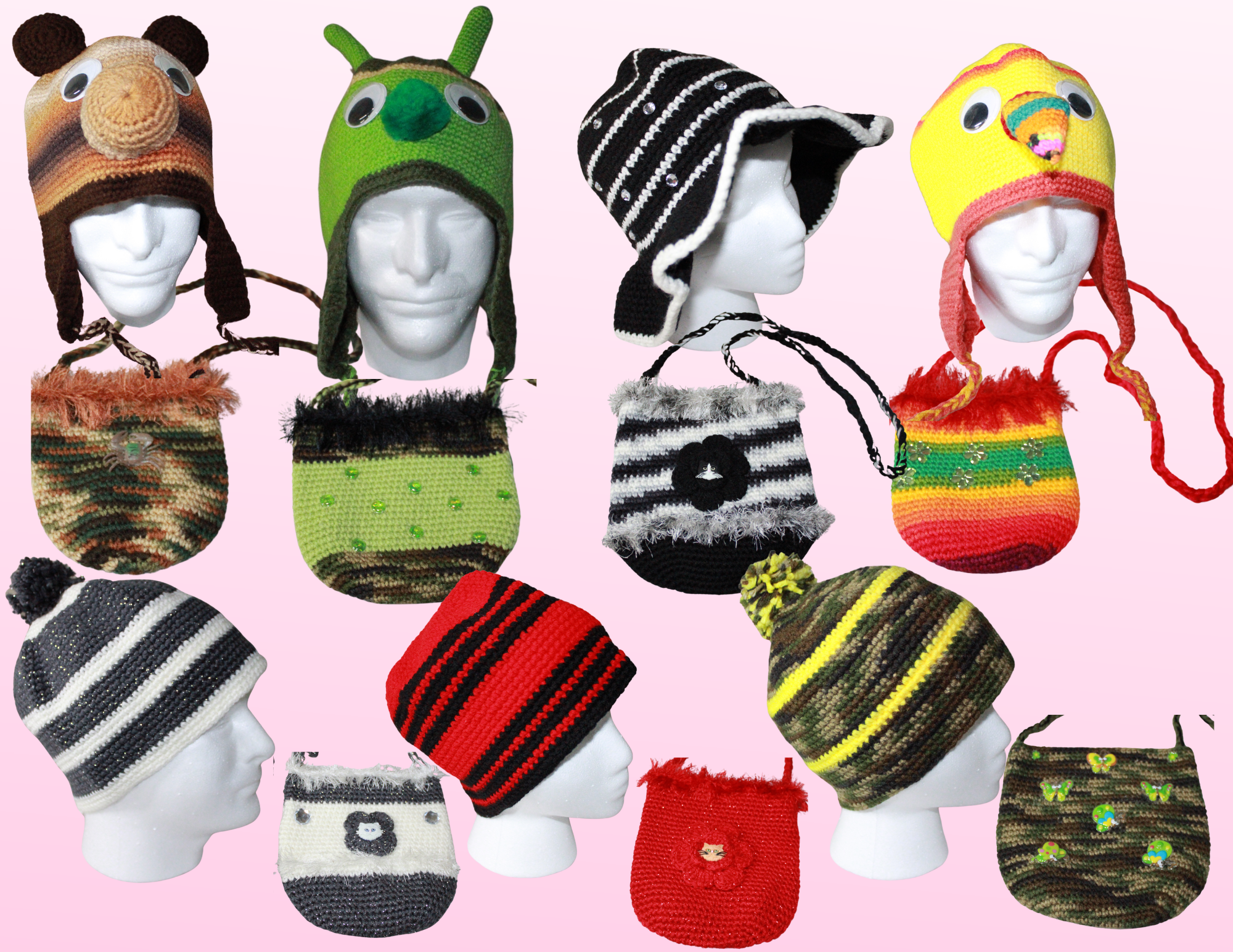 BUNDLE CUTE HAT WITH BAGS FOR ADULT AND KIDS