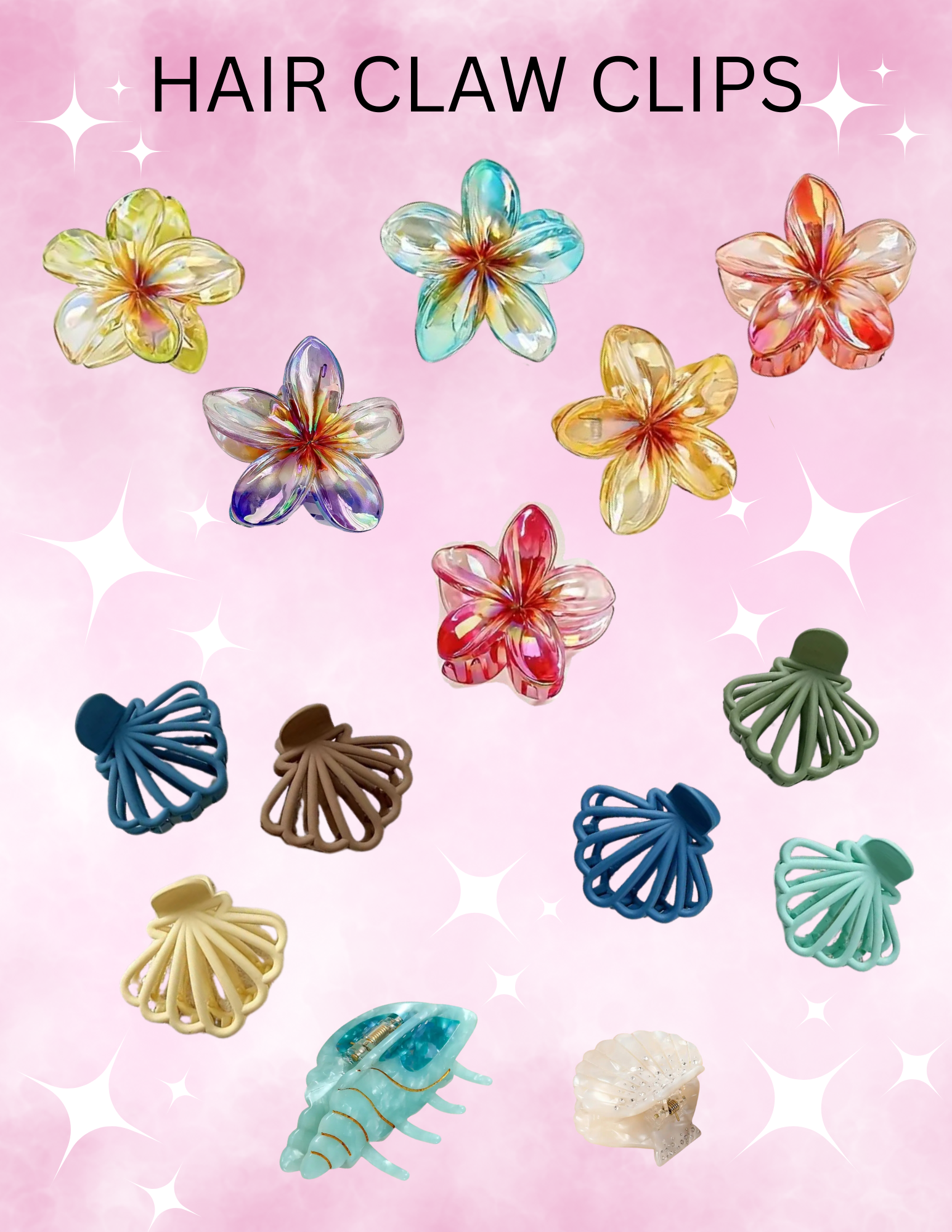 CUTE COLORFUL HAIR CLAW CLIPS - STRONG HOLD