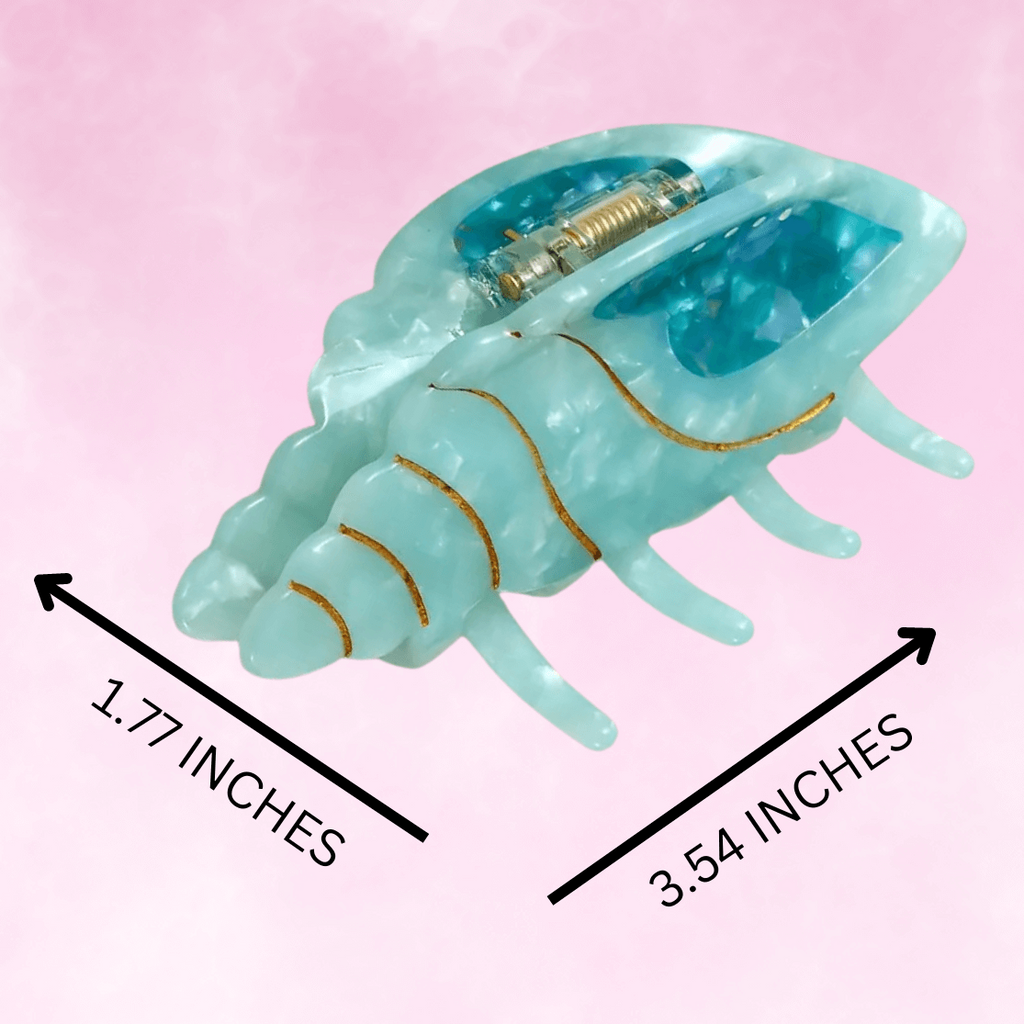 Stylish Cute Blue Caribbean Conch Shape Hair Claw Clips Strong Hold featuring unique designs, perfect for adding a touch of flair to any hairstyle.