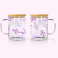 Lilac Flowers - 17oz Glass Mug With Bamboo Lid featuring unique artwork, perfect for personal style and expression.