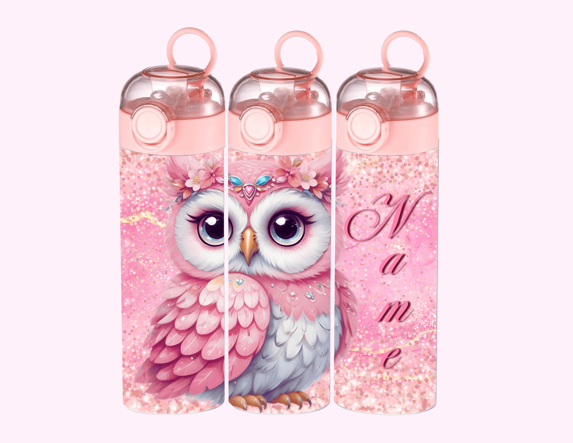 Pink Owl - Kids Tumbler featuring unique artwork, perfect for personal style and expression.