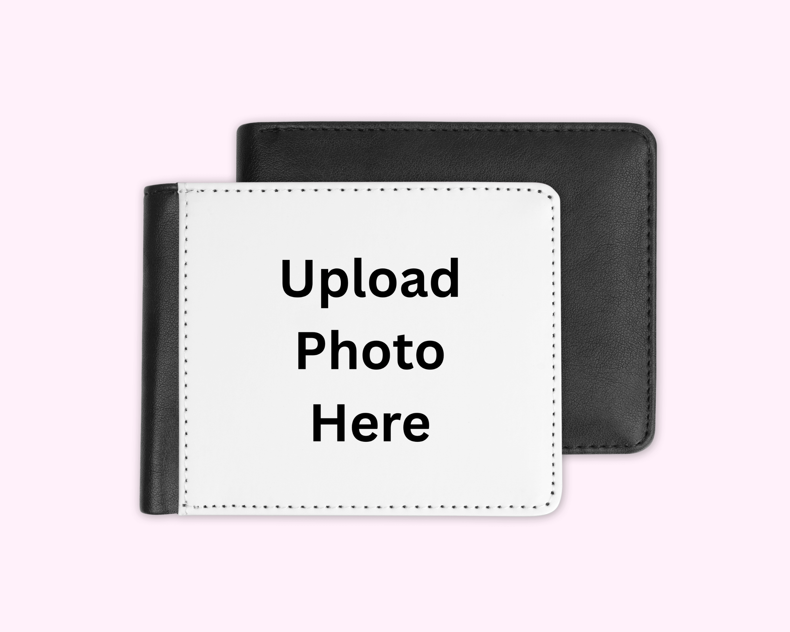 Men's wallet with double-sided printing, made of smooth PU leather, featuring a compact and functional design with multiple pockets.
