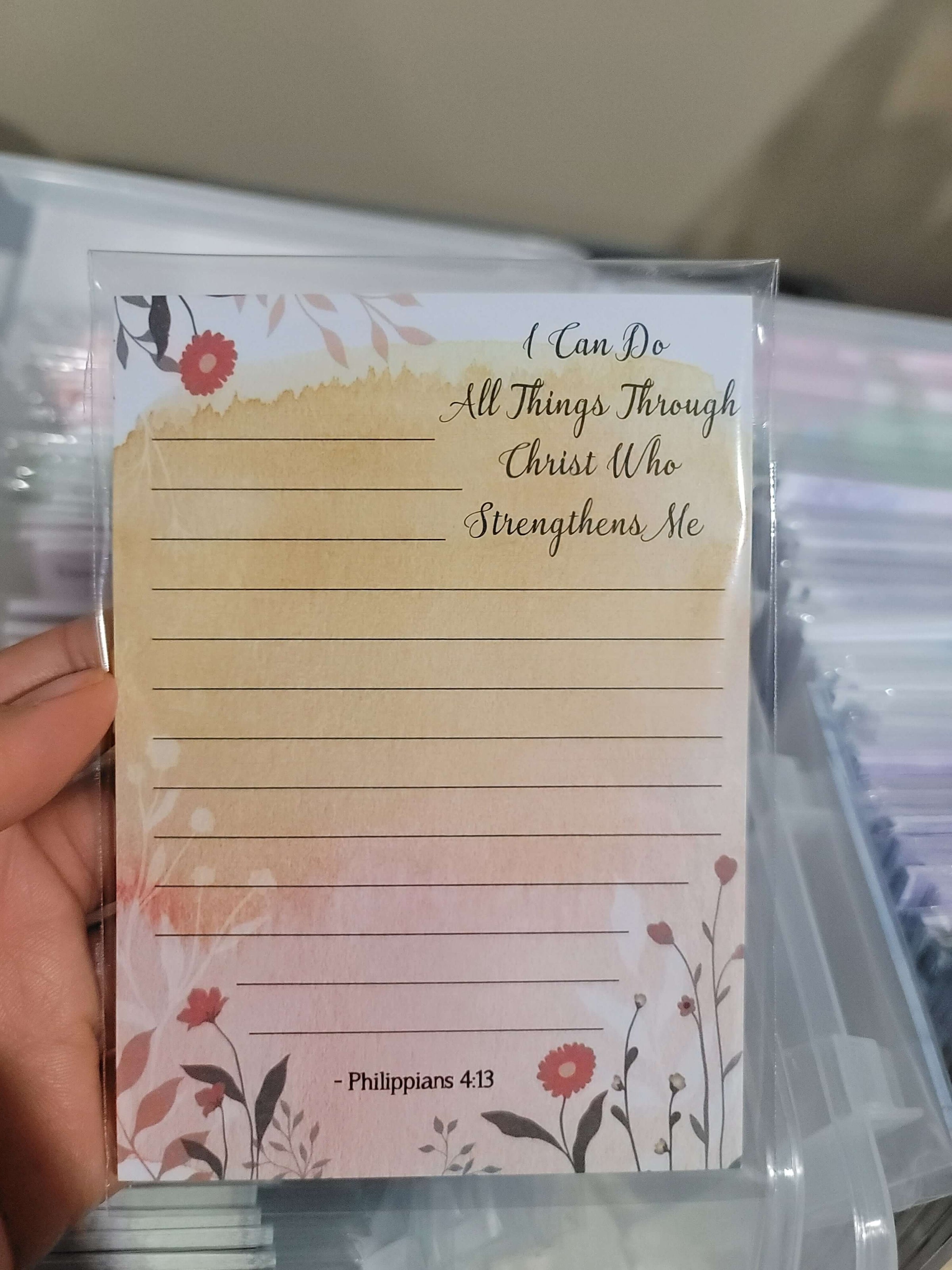 Notepad with a meaningful spiritual quote promoting mindfulness and reflection