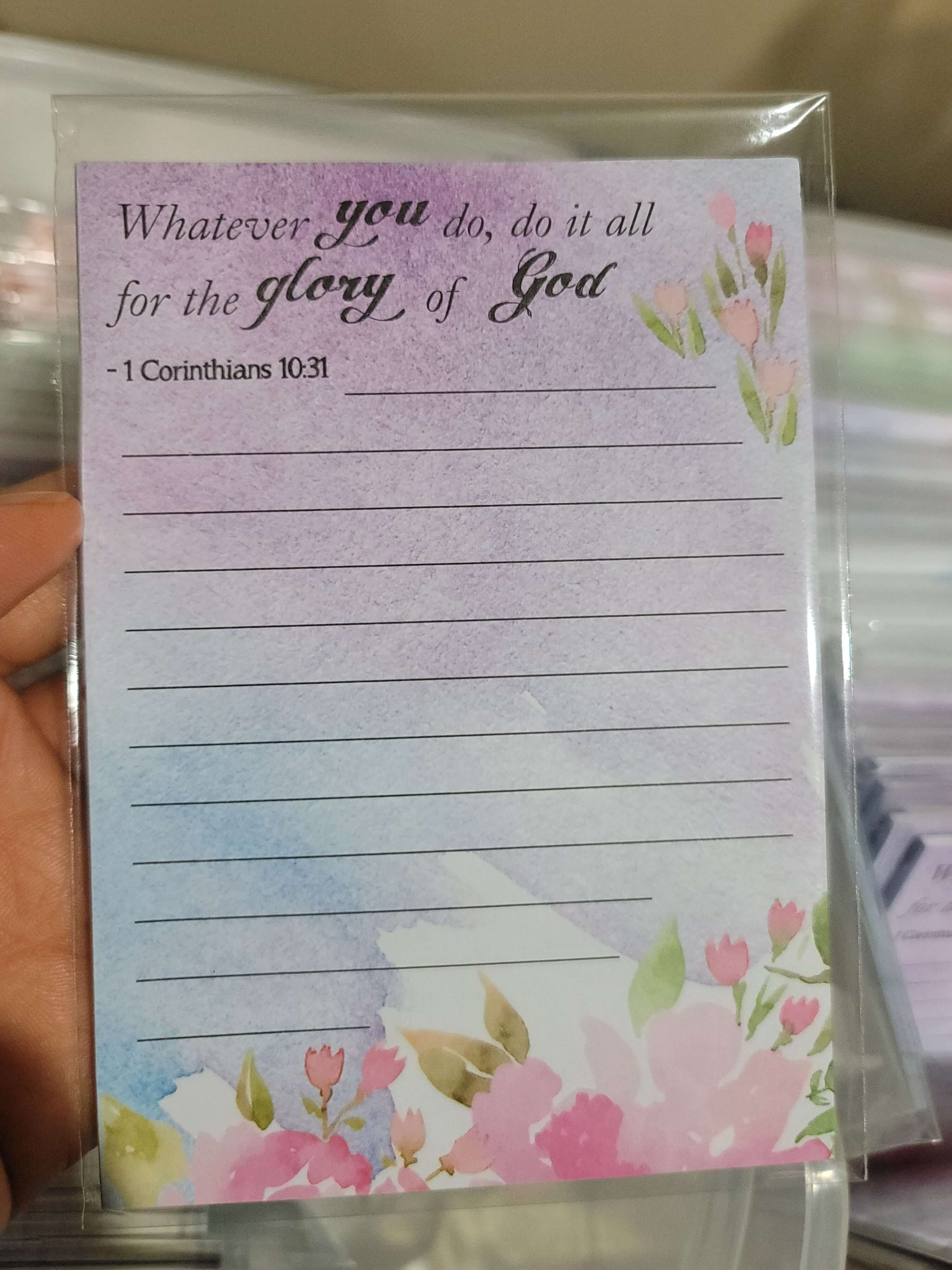 Notepad with a meaningful spiritual quote promoting mindfulness and reflection