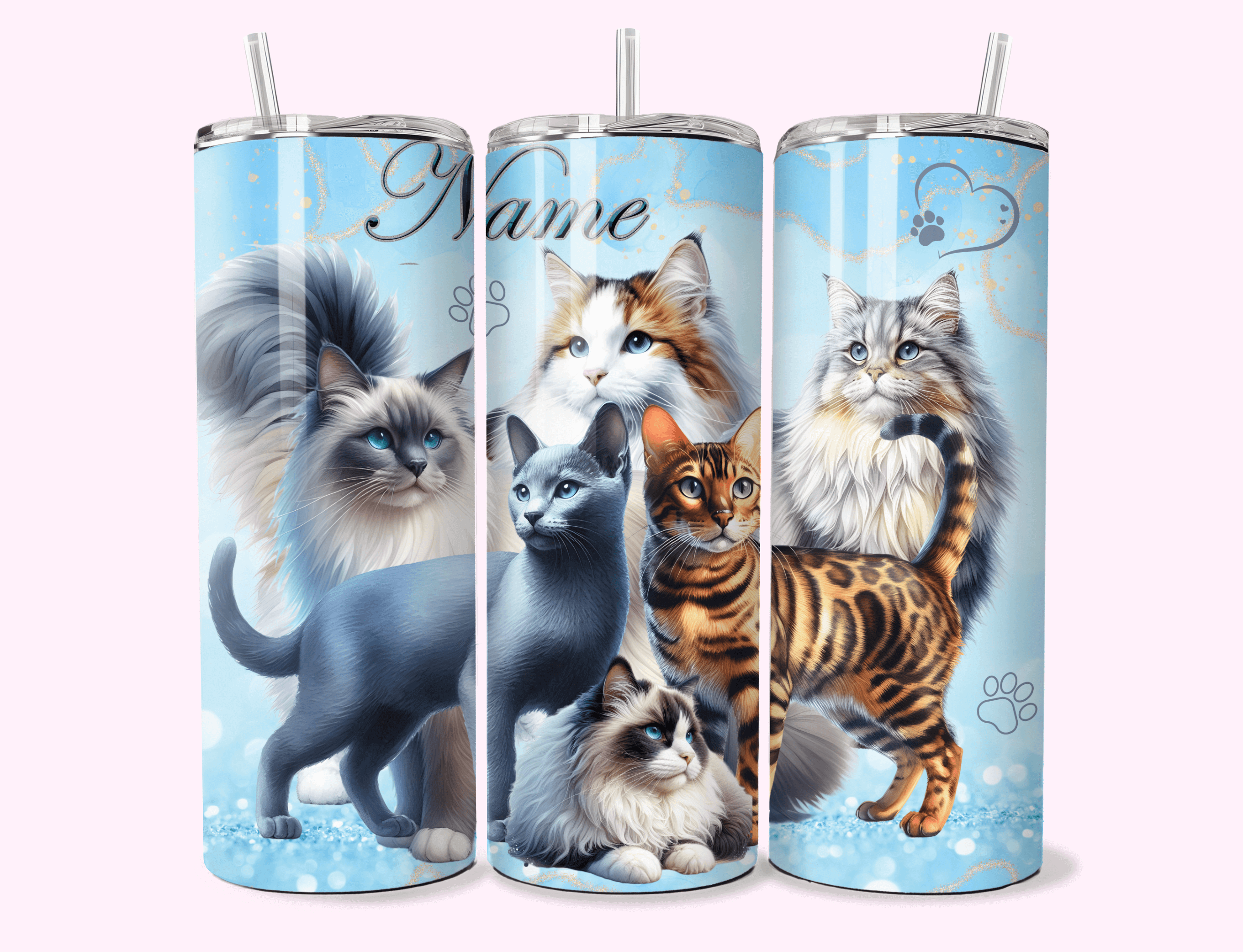 Cats - 20oz Tumbler Double-walled stainless steel, designed for insulation to keep drinks hot or cold for longer periods.