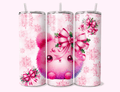 Cute pink snow flake 20 oz tumbler with unique artwork