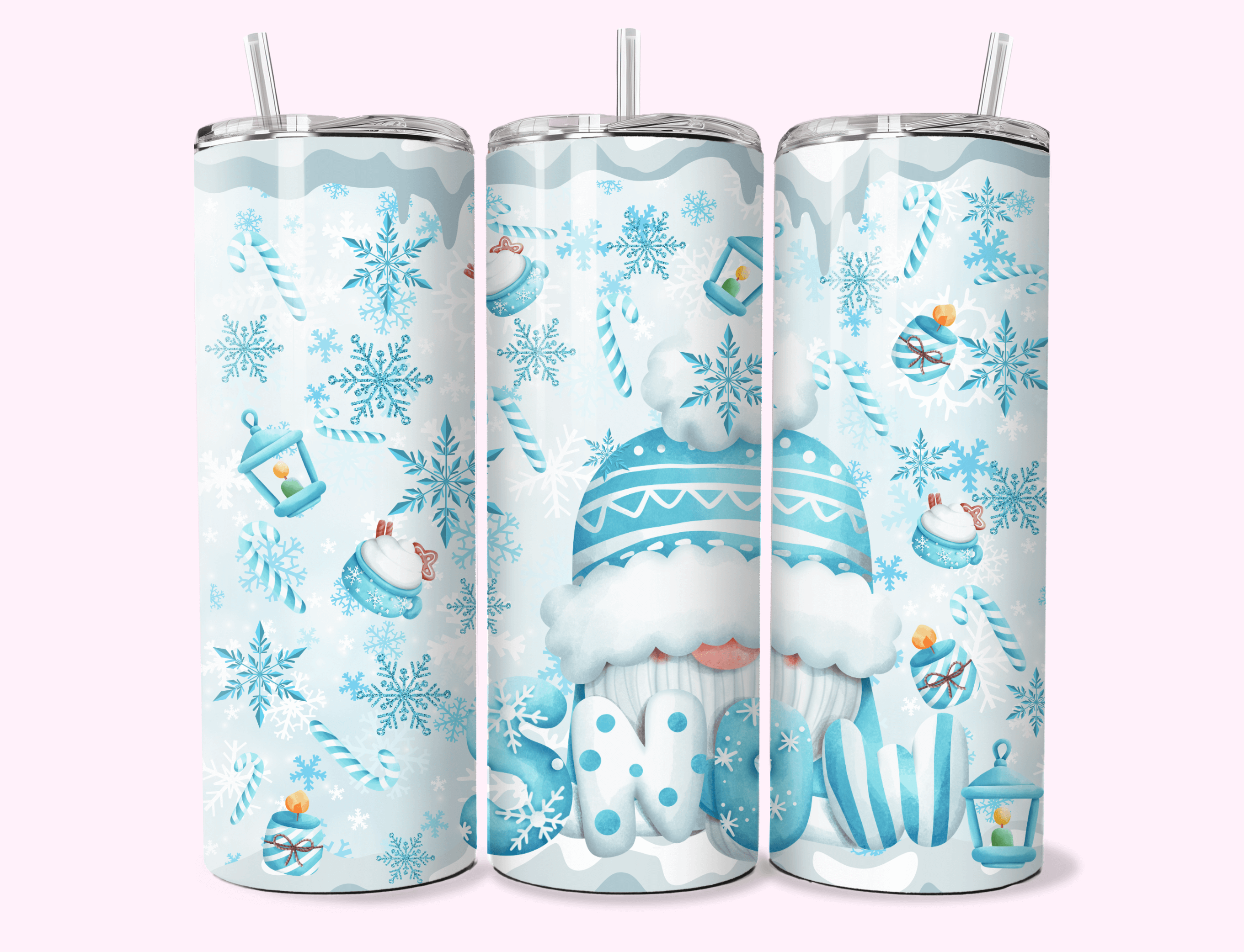 Snowflake designed a 20 oz tumbler with unique artwork