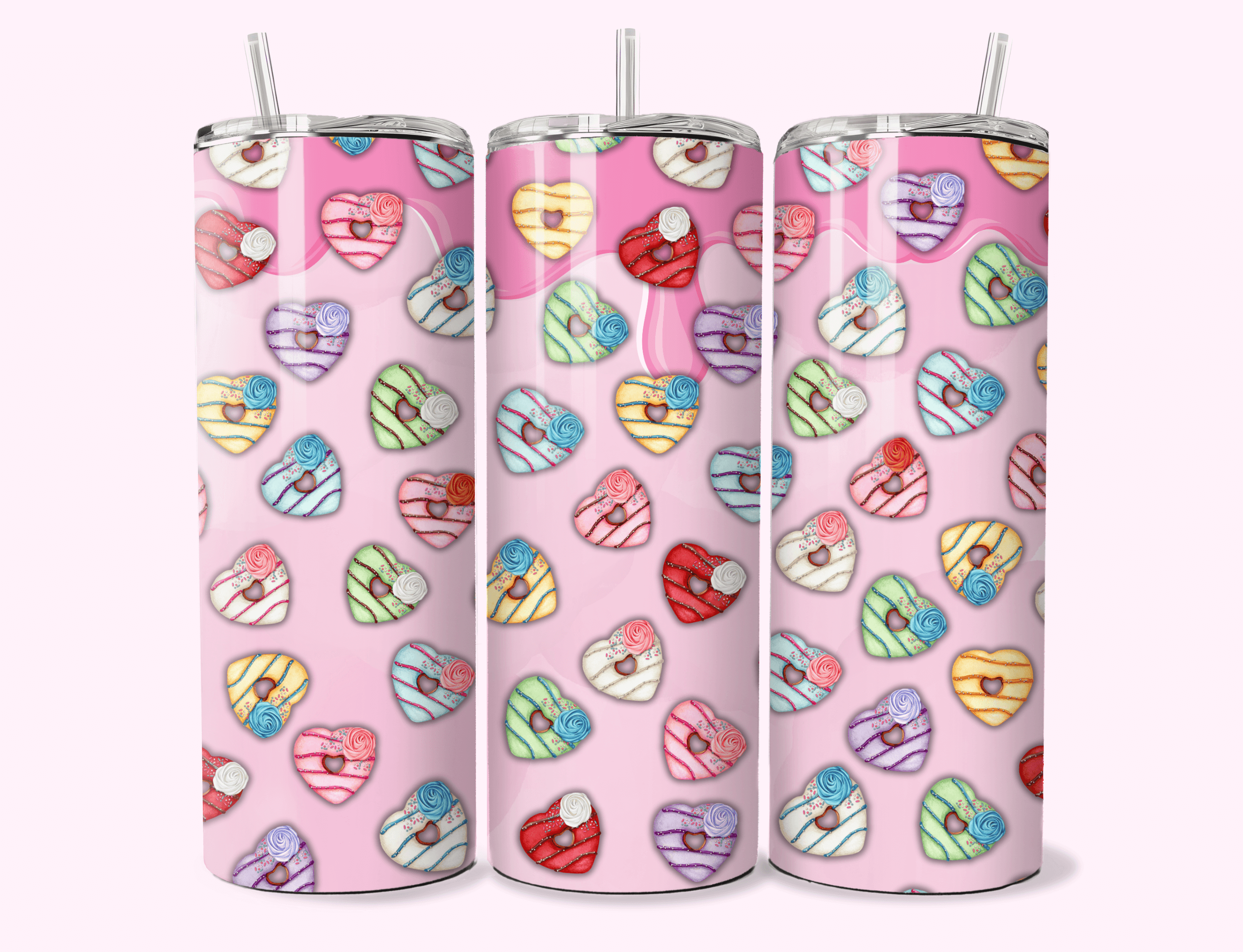 Donut Hearts - 20oz Tumbler featuring unique artwork, perfect for personal style and expression.