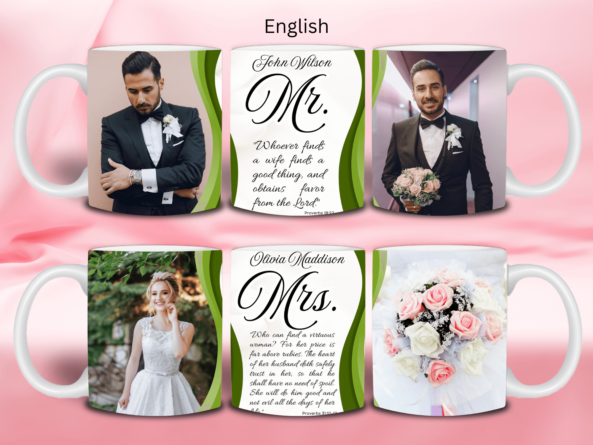 Wedding Set of 2 MR / MRS - Ceramic Mugs featuring unique artwork, perfect for personal style and expression.