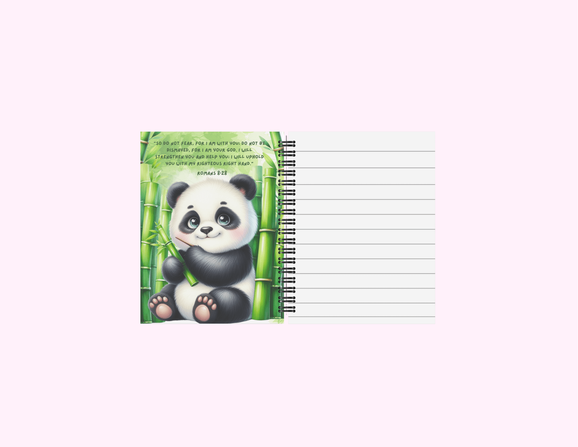 Panda In A Bamboo Forest - Small Notebook With Bible Text (3"x 4") featuring unique artwork, perfect for personal style and expression.