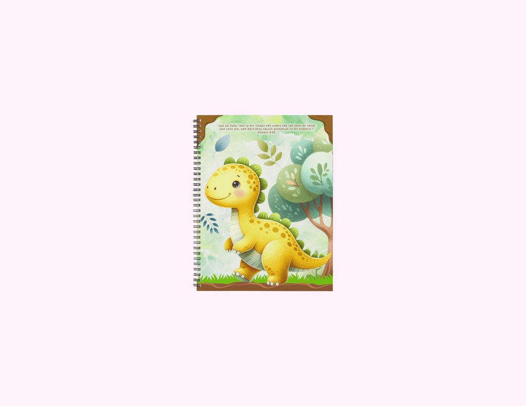 Dino - Small Notebook With Bible Text (3"x 4") featuring unique artwork, perfect for personal style and expression.