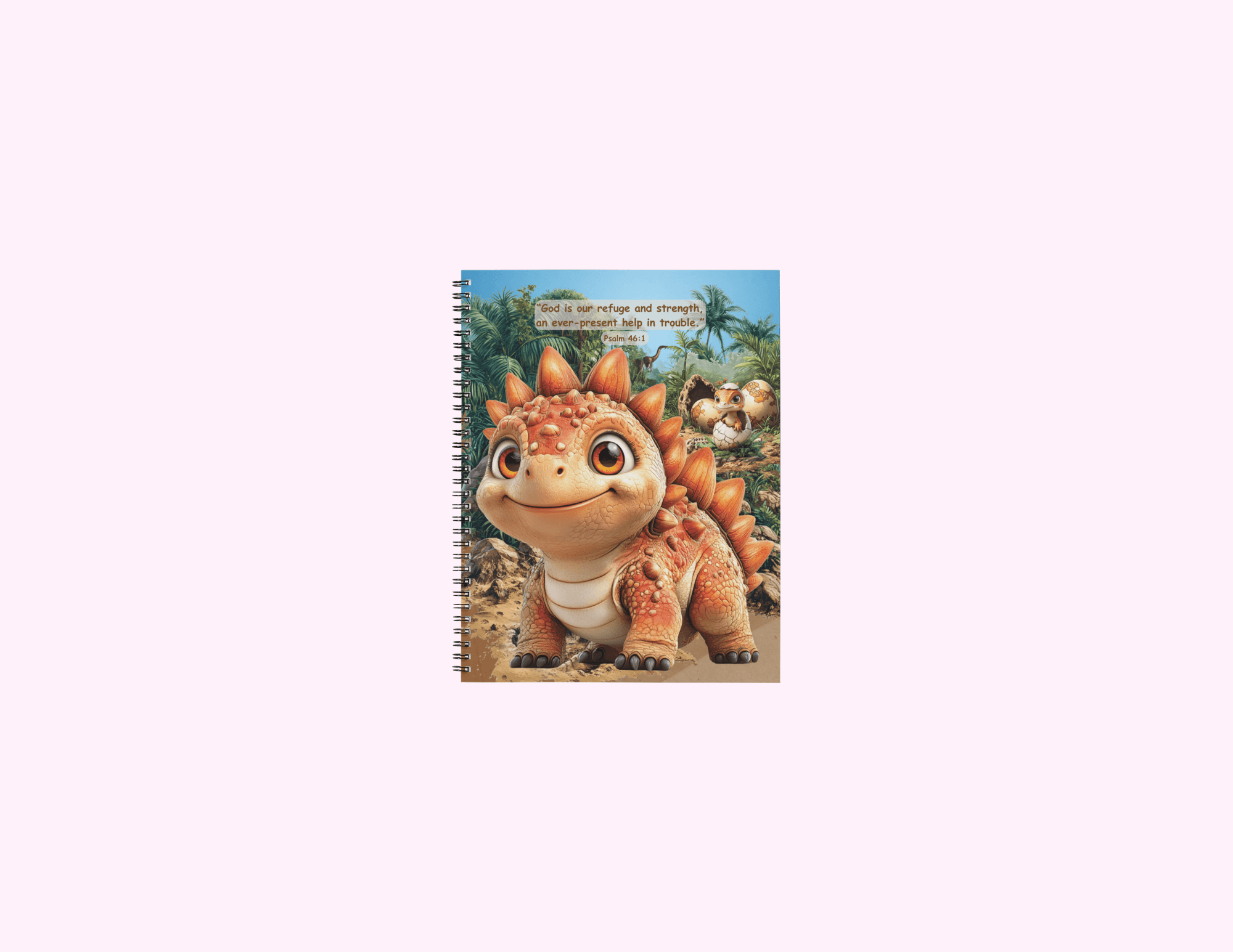 Cute 3D Dinosaur - Small Notebook With Bible Text (3"x 4") featuring unique artwork, perfect for personal style and expression.
