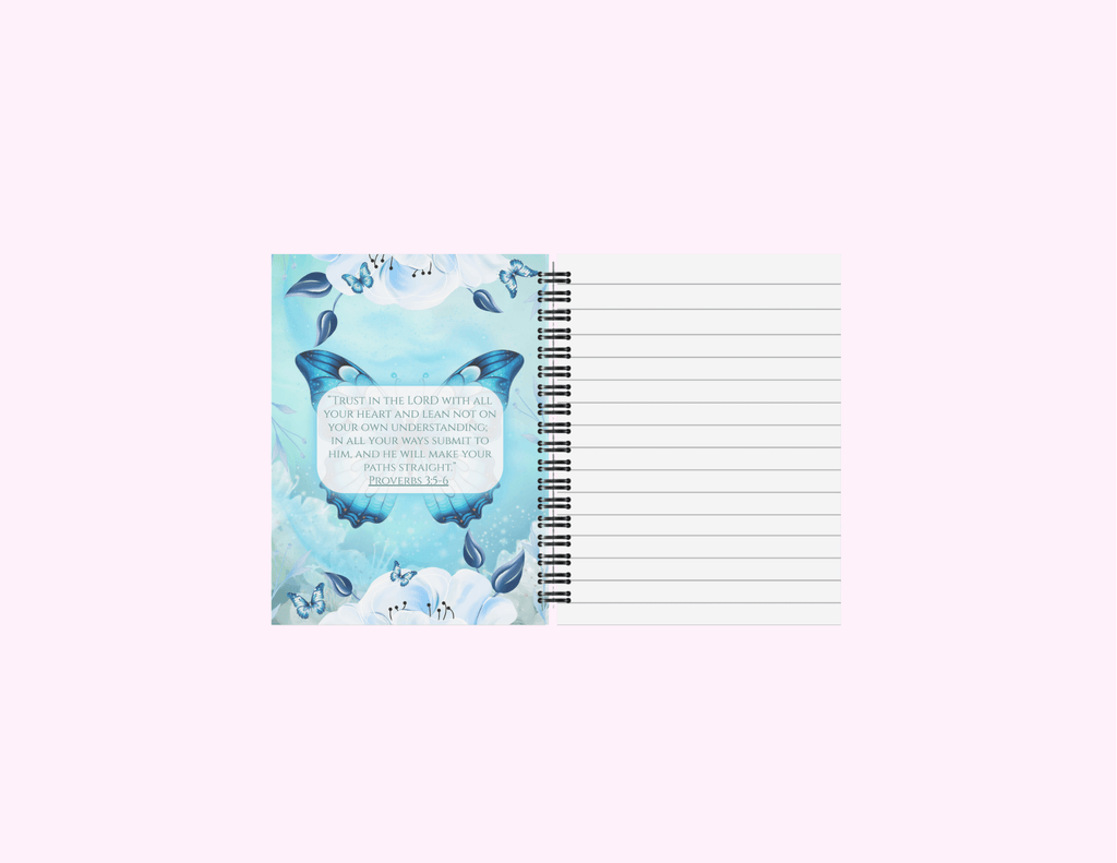 Blue Butterfly - Small Notebook With Bible Text (3"x 4") featuring unique artwork, perfect for personal style and expression.