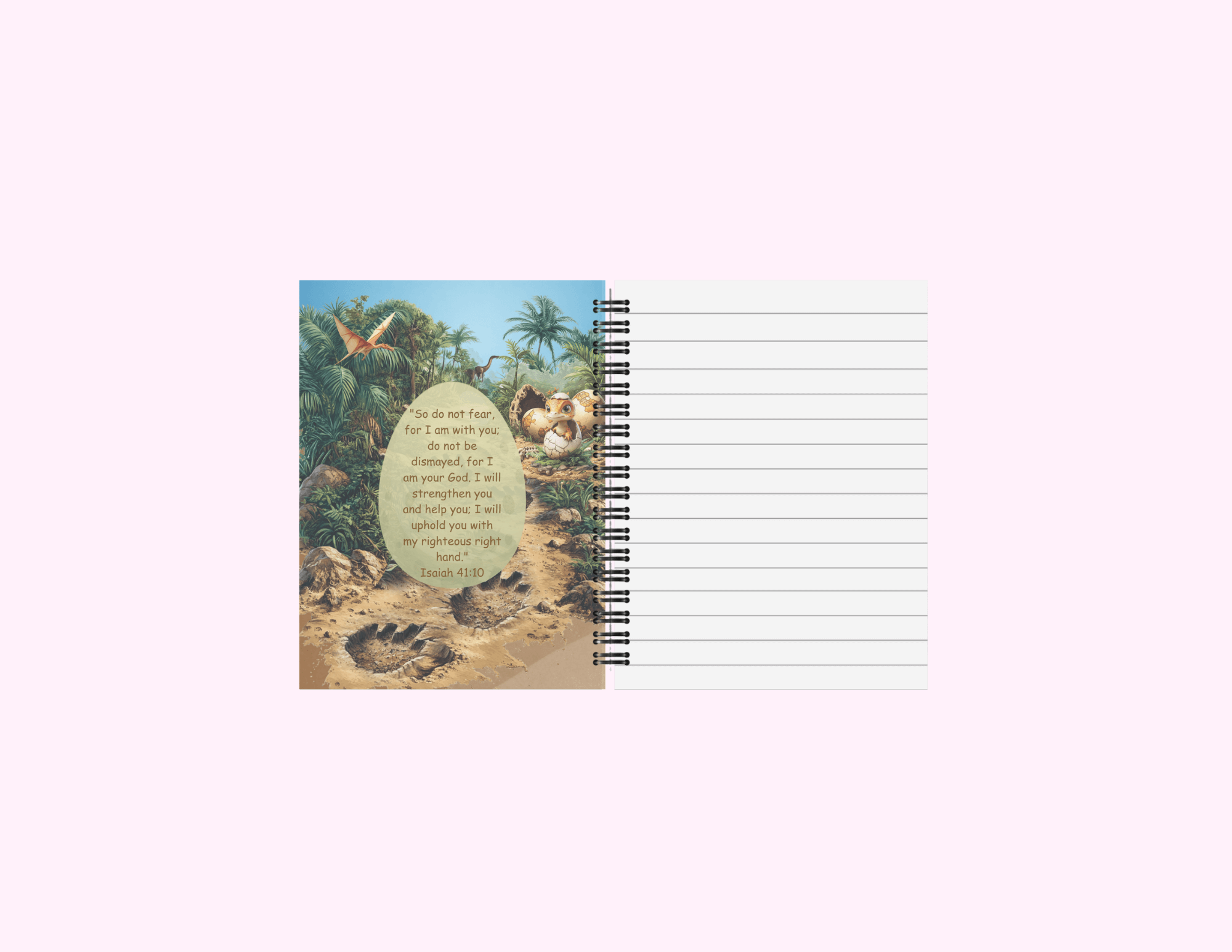 Cute 3D Dinosaur - Small Notebook With Bible Text (3"x 4") featuring unique artwork, perfect for personal style and expression.