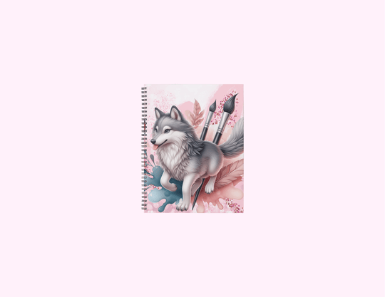Pink Paint Brush Wolf - Small Sketchbook With Bible Text (3"x 4") featuring unique artwork, perfect for personal style and expression.