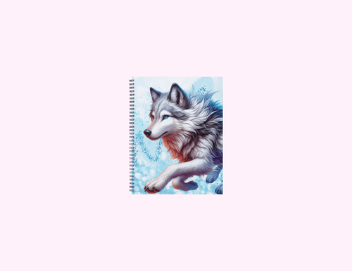Blue Running Wolf - Small Notebook With Bible Text (3"x 4") featuring unique artwork, perfect for personal style and expression.