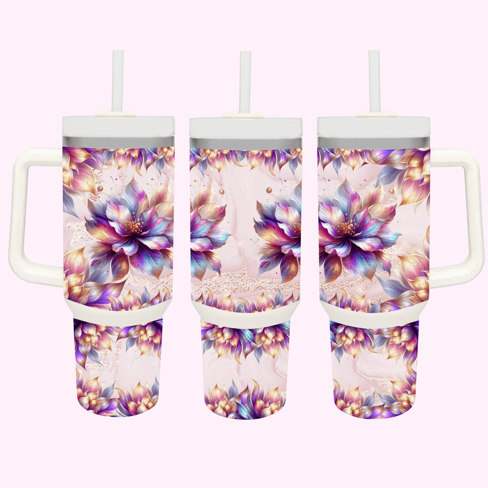 Dream Flower 40oz Tumbler featuring unique artwork, perfect for personal style and expression.