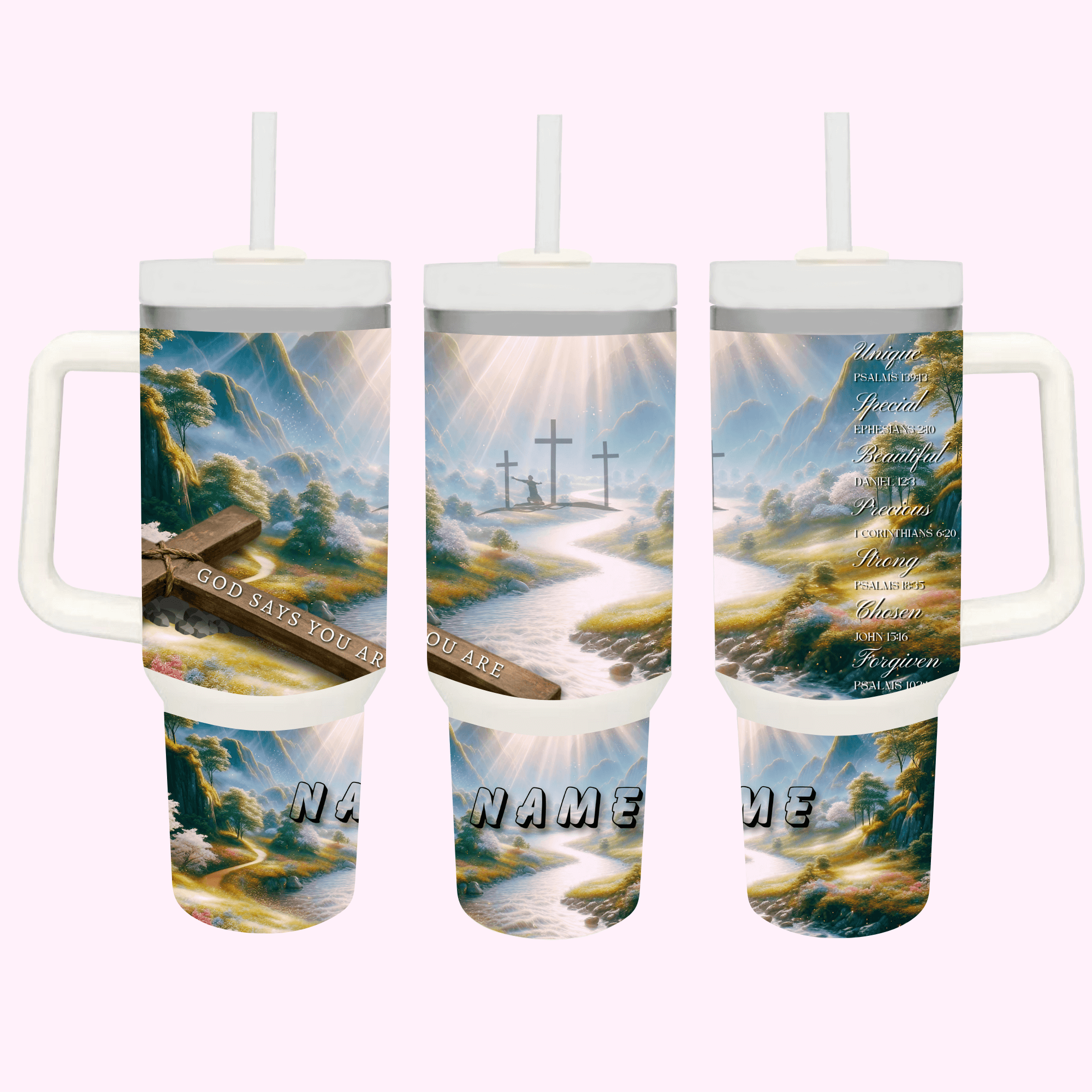 God Says You Are 40oz Tumbler featuring unique artwork, perfect for personal style and expression.
