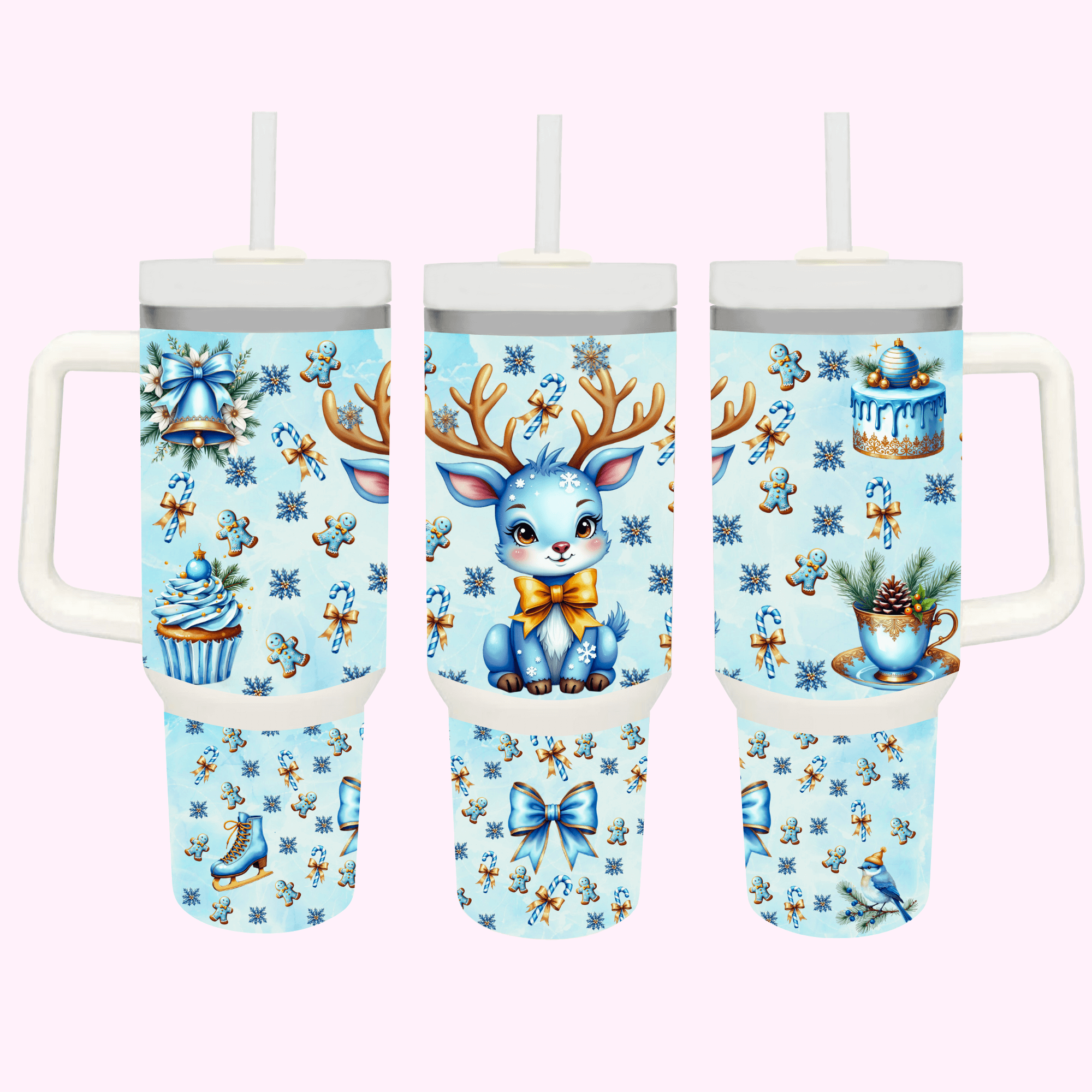 Girly Winter Collection 40oz Tumbler featuring unique artwork, perfect for personal style and expression.