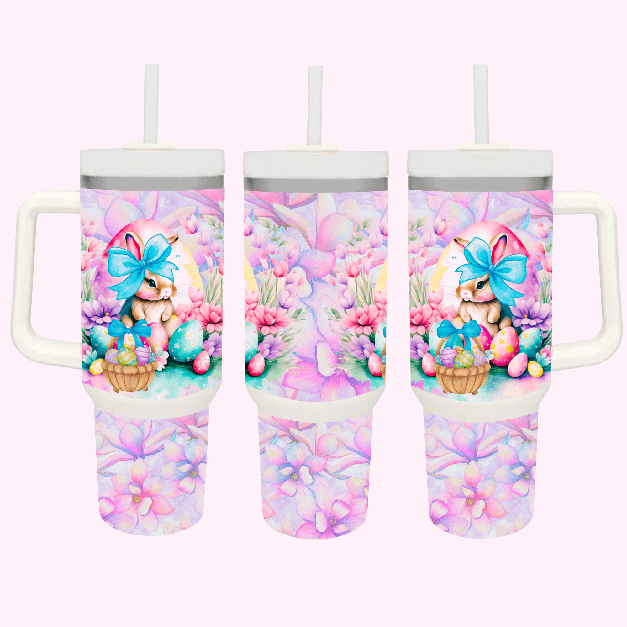 Easter Bunny 40oz Tumbler featuring unique artwork, perfect for personal style and expression.