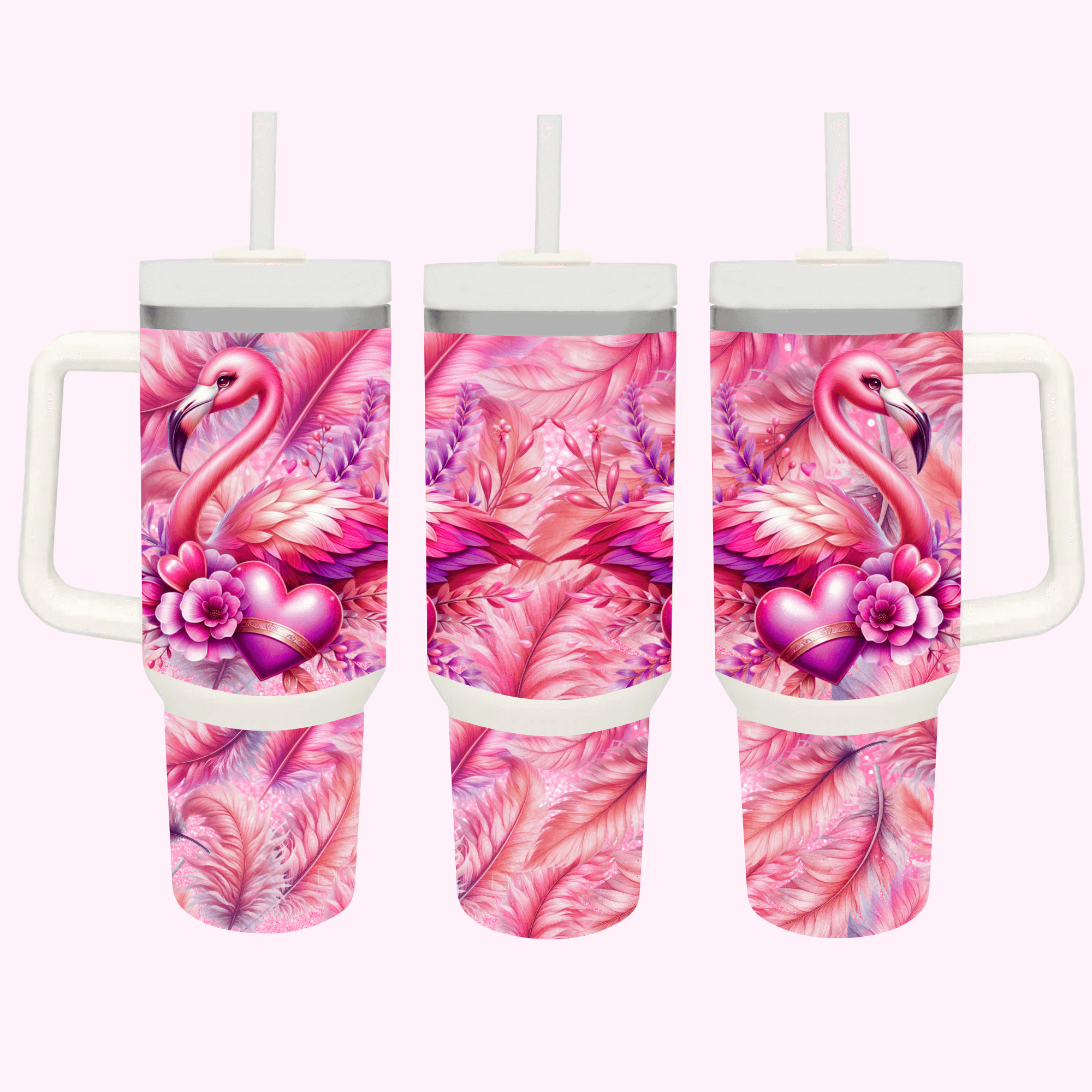 Glamorous Flamingo 40oz Tumbler featuring unique artwork, perfect for personal style and expression.