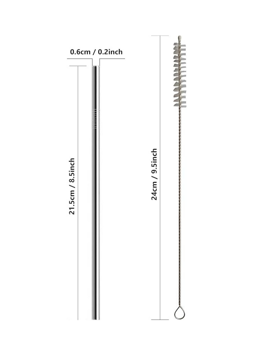 Metal Straw  Curve And Straight With Cleaner Brush