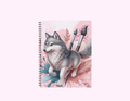 Pink Paint Brush Wolf - Medium Notebook With Bible Text (5"x 7") featuring unique artwork, perfect for personal style and expression.