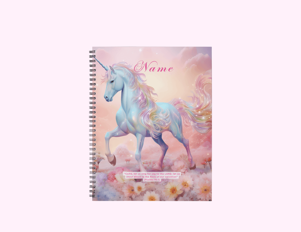 Sparkle Unicorn - Medium Notebook With Bible Text (5"x 7") featuring unique artwork, perfect for personal style and expression.