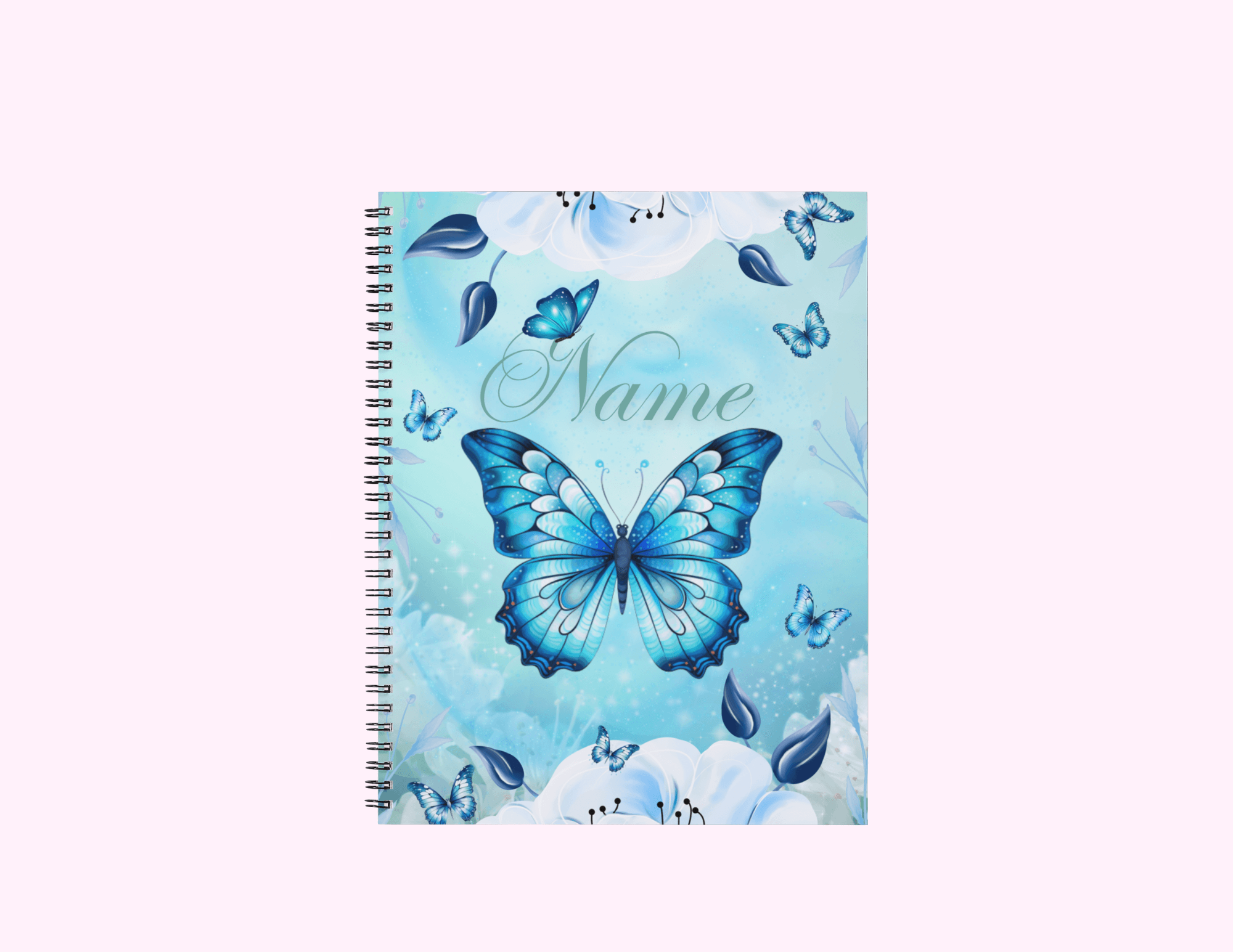 Blue Butterfly - Medium Notebook With Bible Text (5"x 7") featuring unique artwork, perfect for personal style and expression.