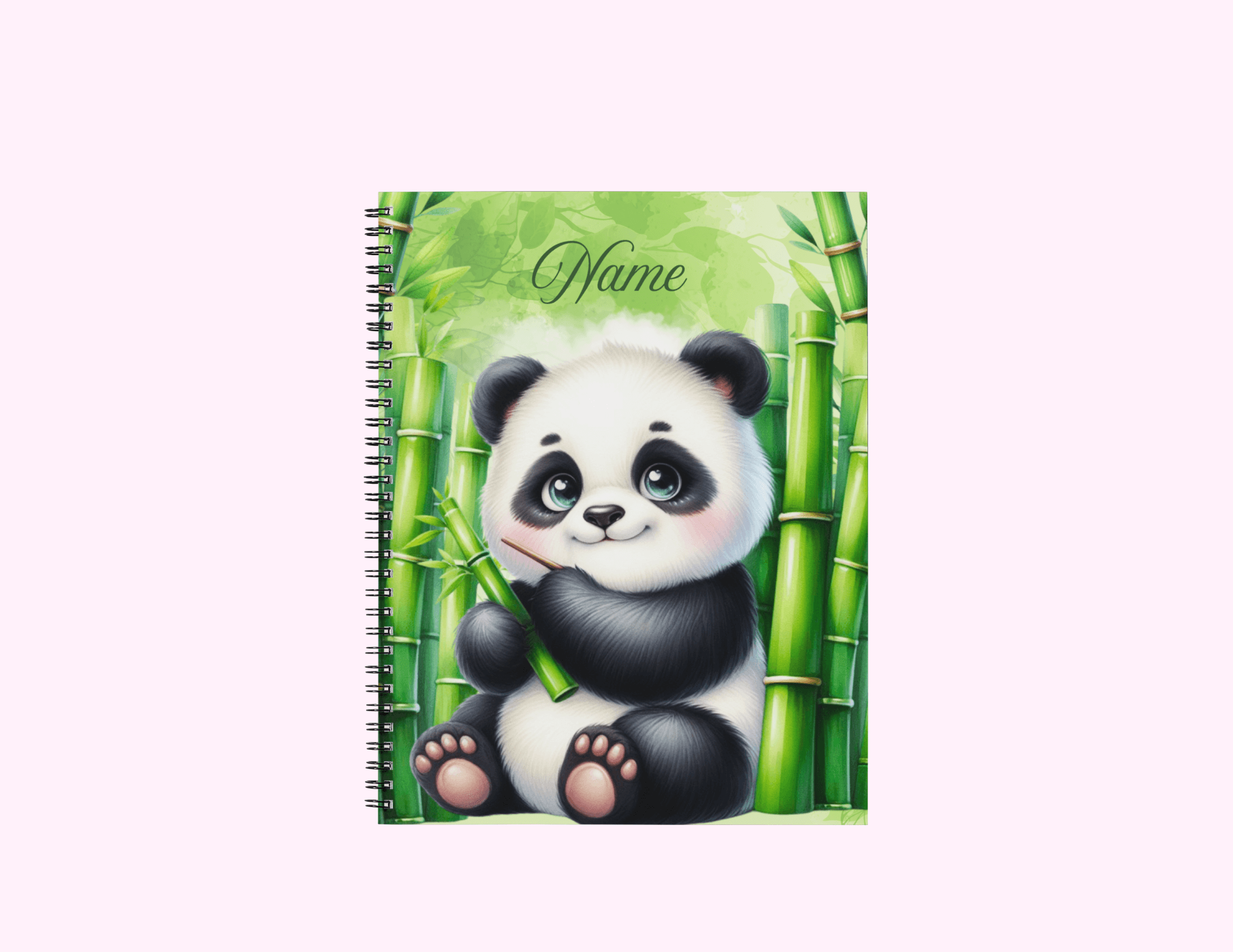 Panda In A Bamboo Forest - Medium Notebook With Bible Text (5"x 7") featuring unique artwork, perfect for personal style and expression.