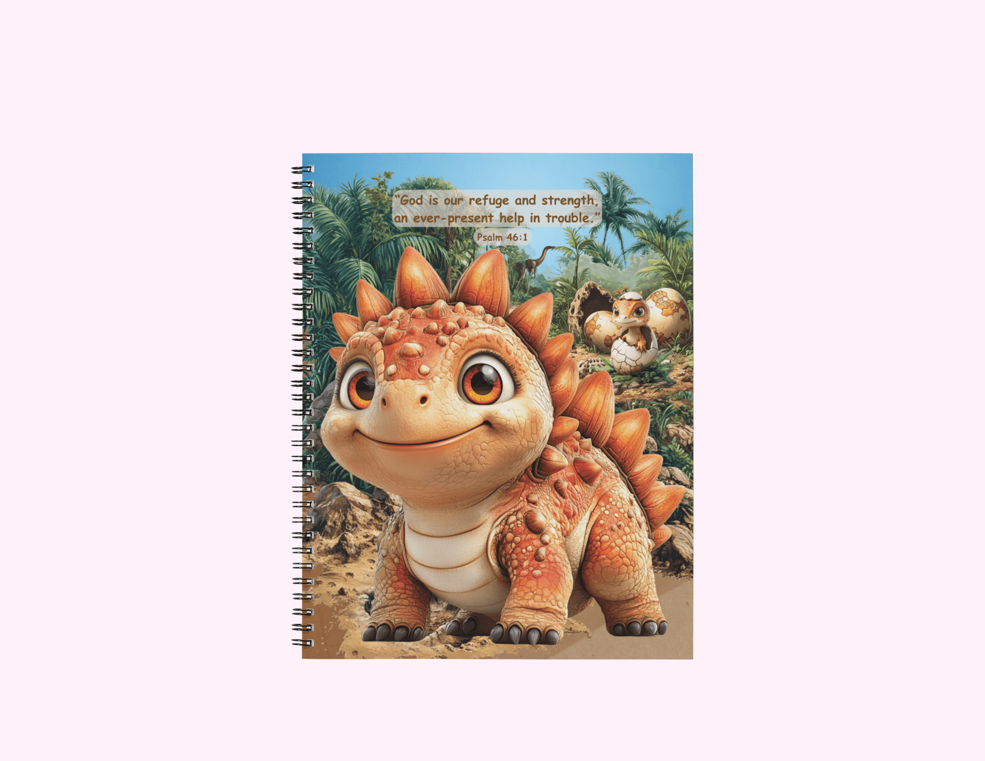 Cute 3D Dinosaur - Medium Notebook With Bible Text (5"x 7") featuring unique artwork, perfect for personal style and expression.