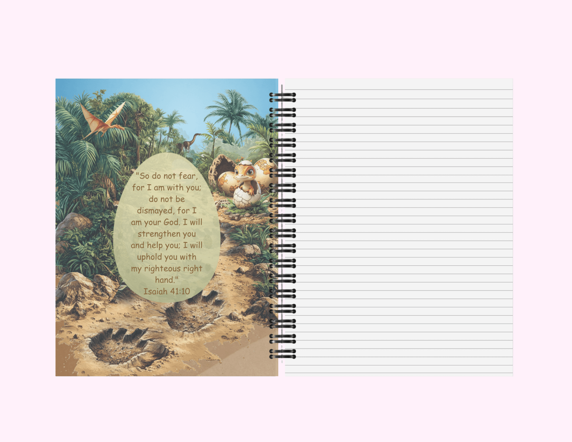 Cute 3D Dinosaur - Medium Notebook With Bible Text (5"x 7") featuring unique artwork, perfect for personal style and expression.