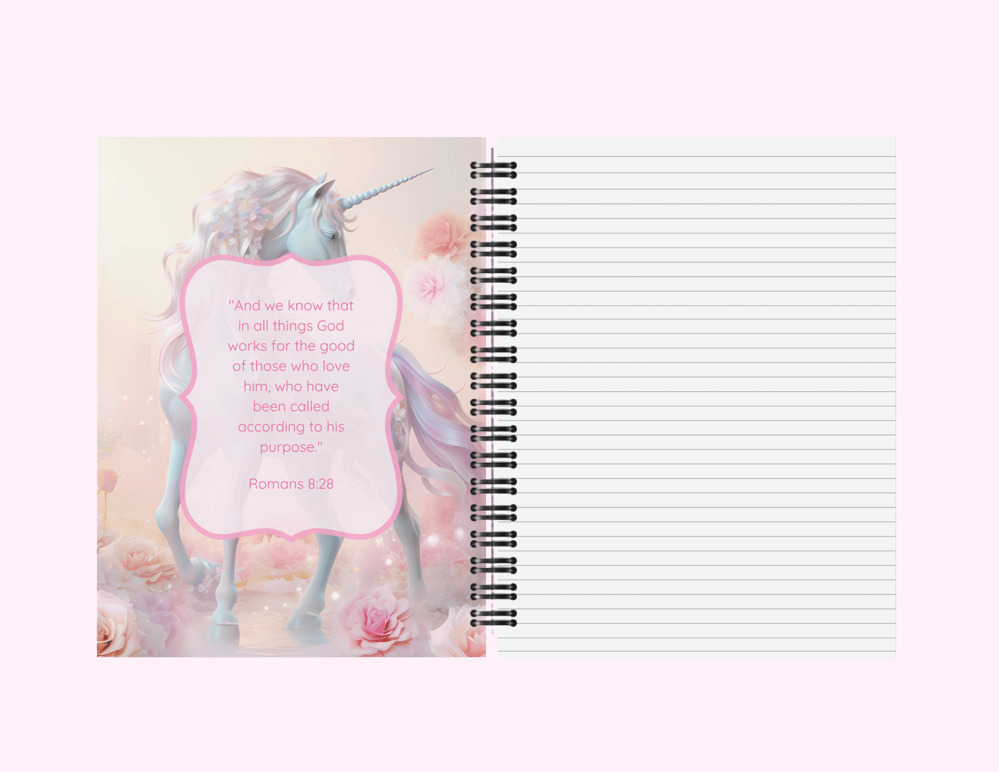 Sparkle Unicorn - Medium Notebook With Bible Text (5"x 7") featuring unique artwork, perfect for personal style and expression.