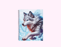 Blue Running Wolf - Medium Sketchbook With Bible Text (5"x 7") featuring unique artwork, perfect for personal style and expression.