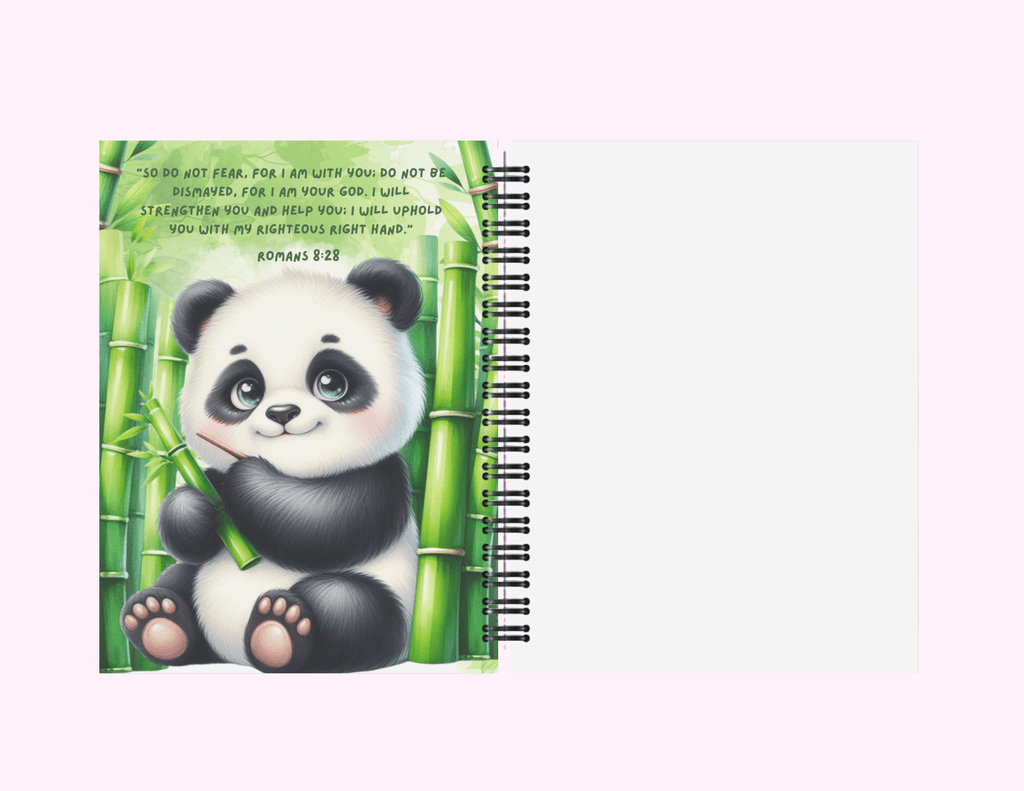 Panda In A Bamboo Forest - Medium Sketchbook With Bible Text (5"x 7") featuring unique artwork, perfect for personal style and expression.
