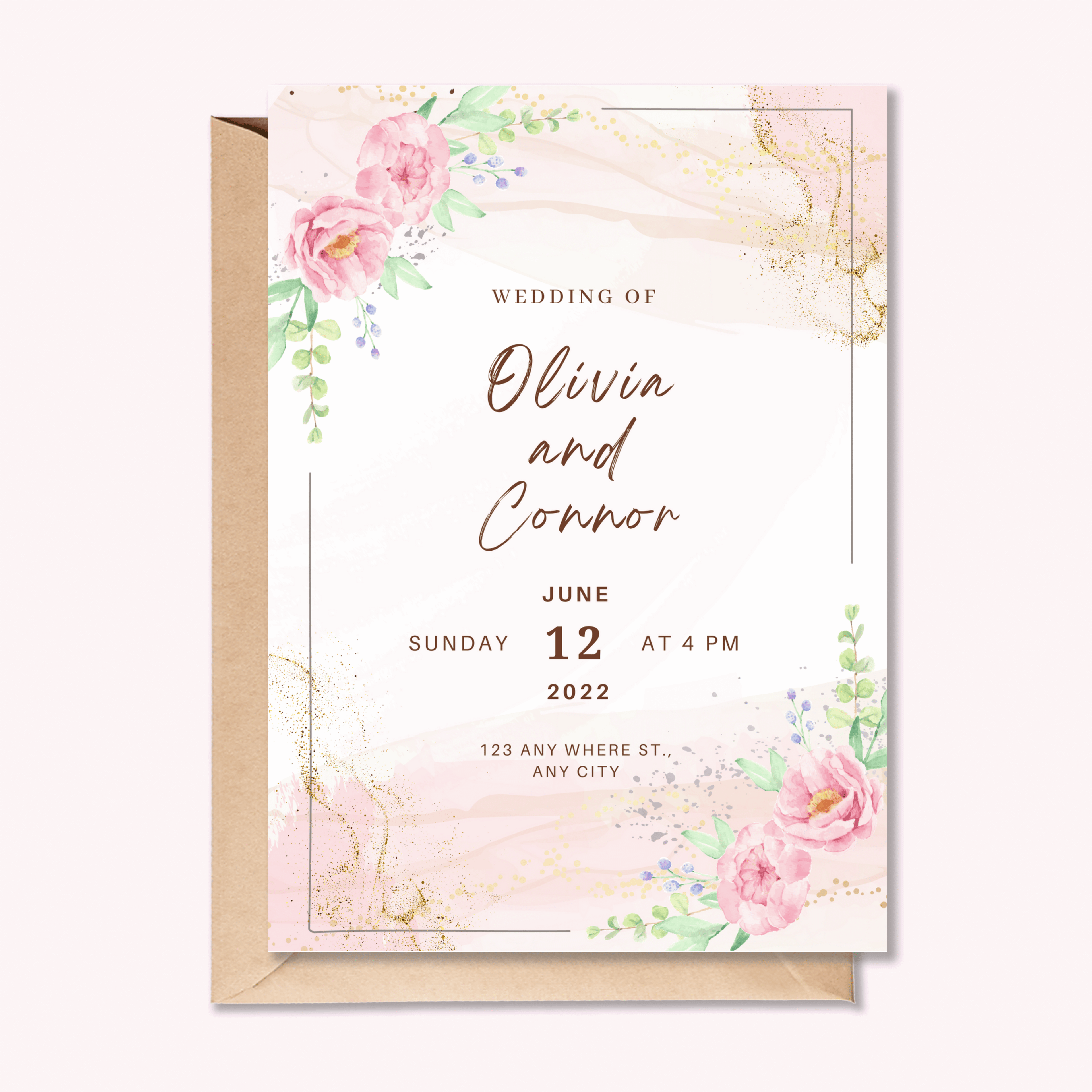 Custom-designed invitations for various events, featuring unique artwork and personalized details.