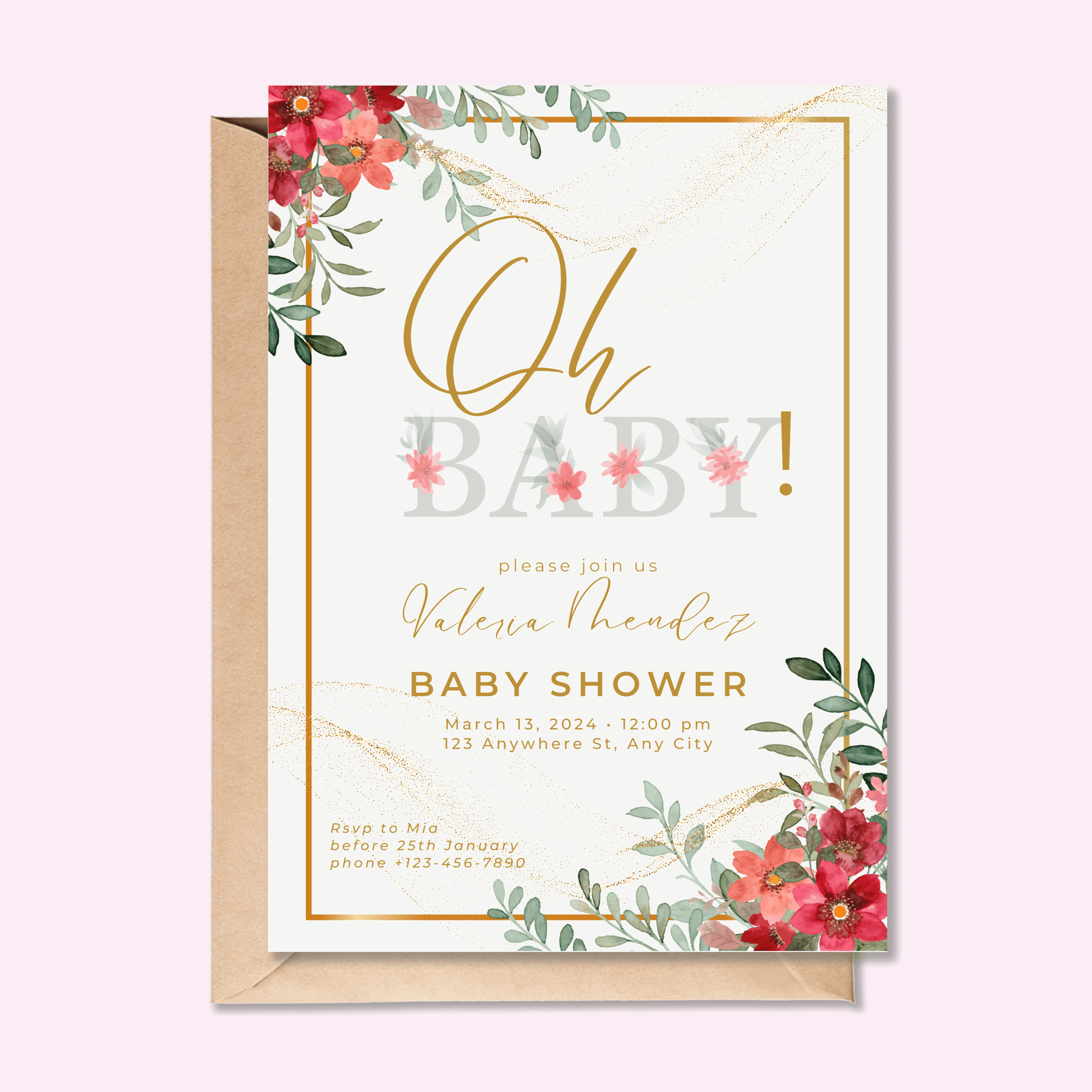 Custom-designed invitations for various events, featuring unique artwork and personalized details.