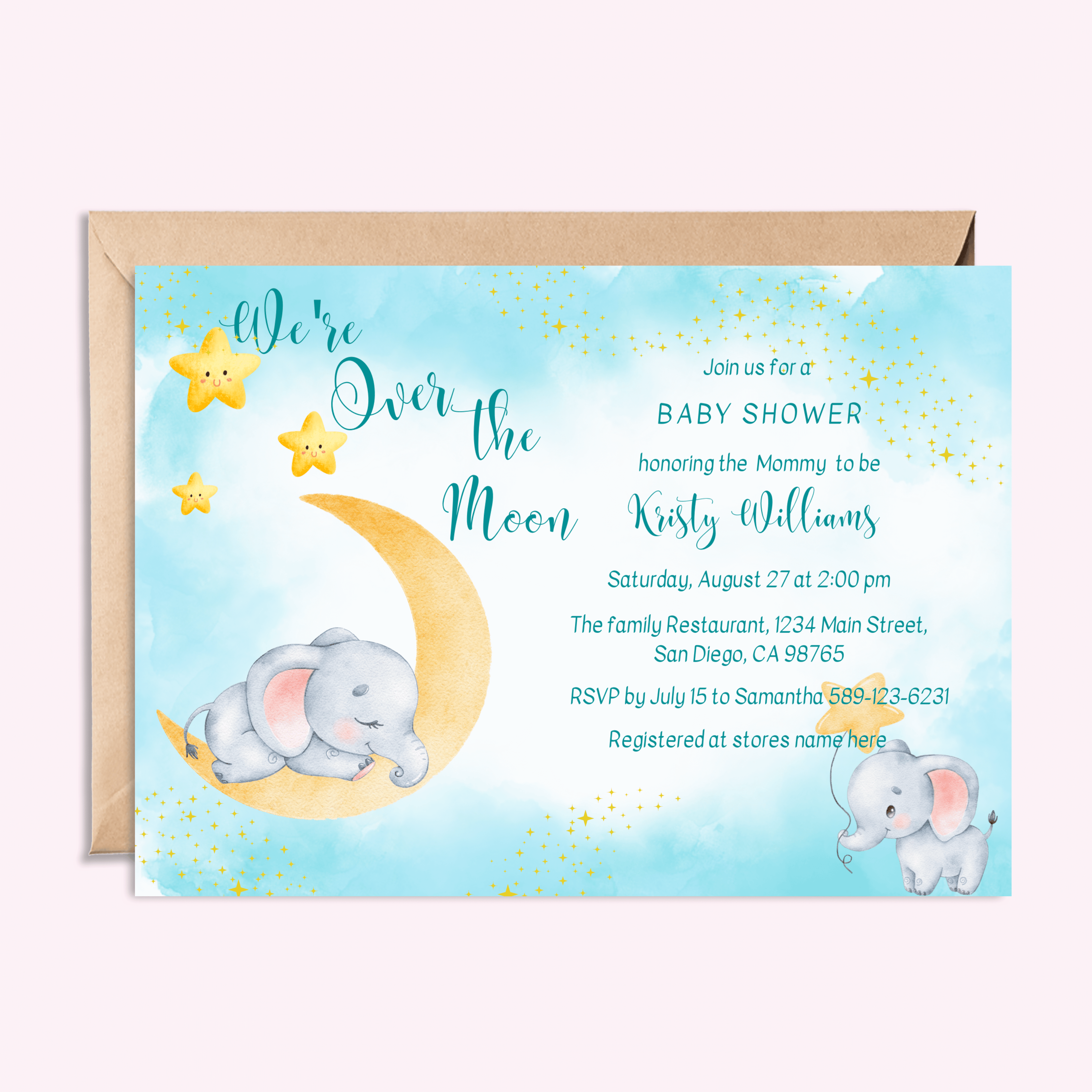 Custom-designed invitations for various events, featuring unique artwork and personalized details.