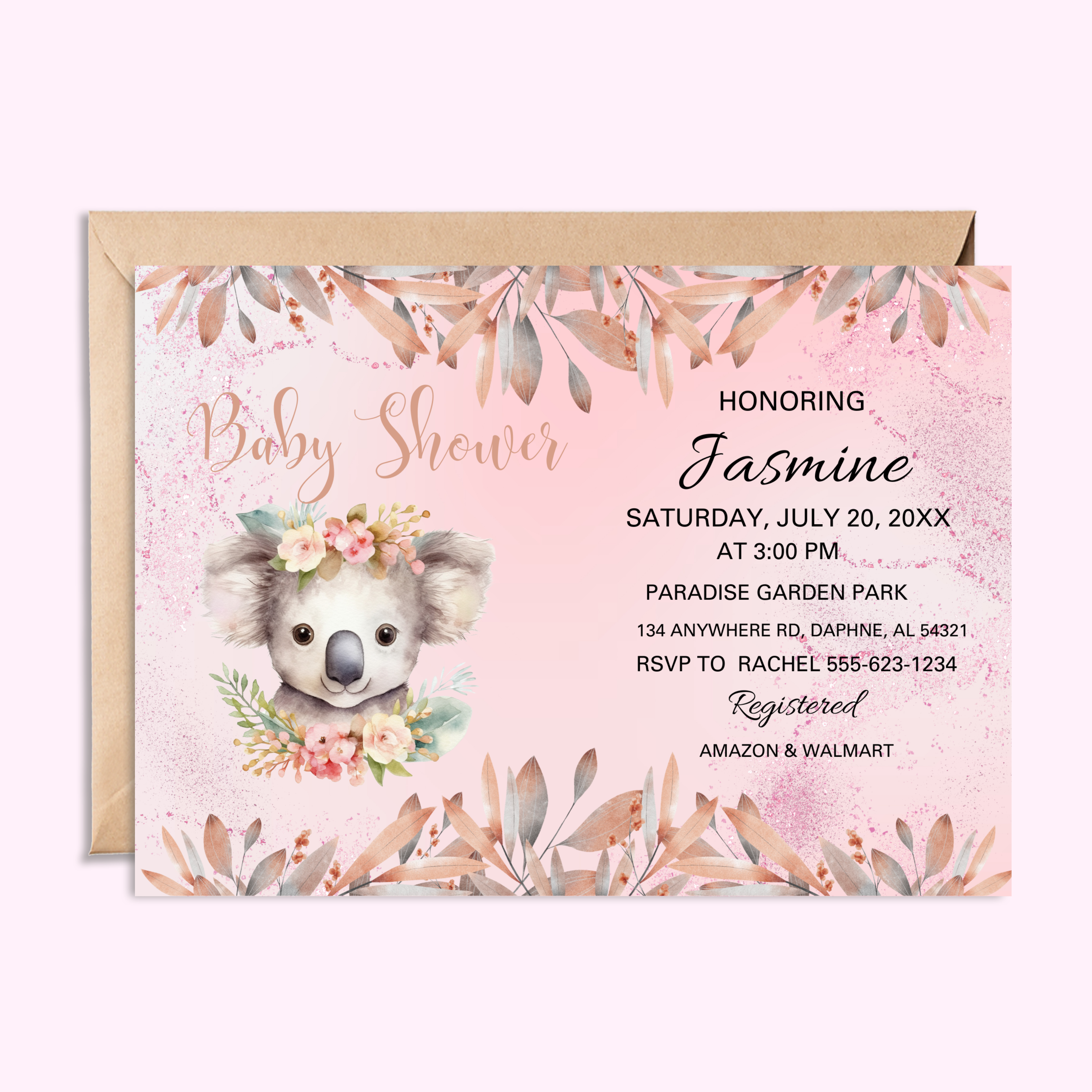 Custom-designed invitations for various events, featuring unique artwork and personalized details.