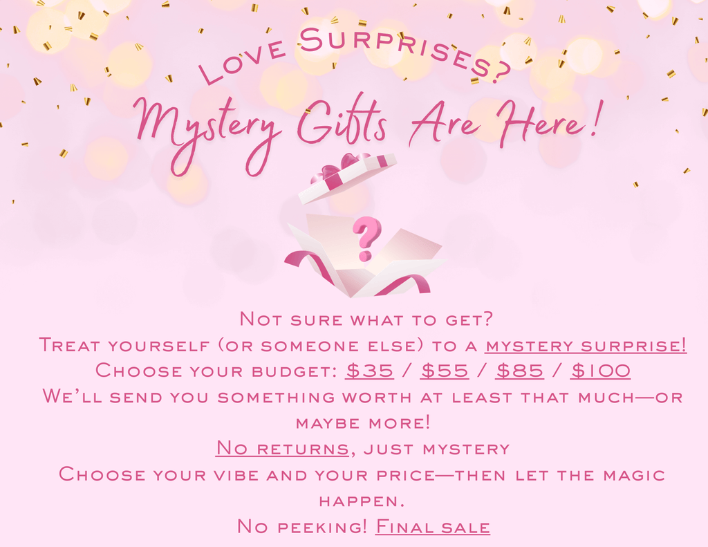 Mystery gift box with a surprise selection of items, perfect for gifting or treating yourself.
