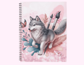 Paint Brush Wolf - Large Notebook With Bible Text (8.5"x 11") featuring unique artwork, perfect for personal style and expression.