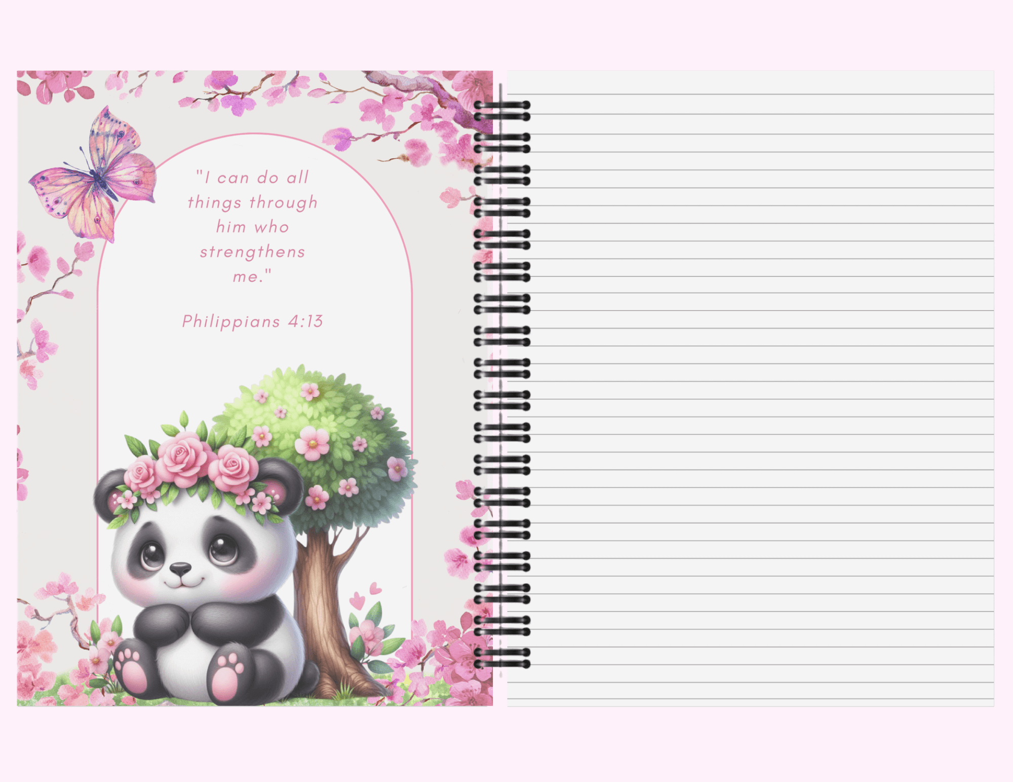 Pink Koala - Large Notebook With Bible Text (8.5"x 11") featuring unique artwork, perfect for personal style and expression.
