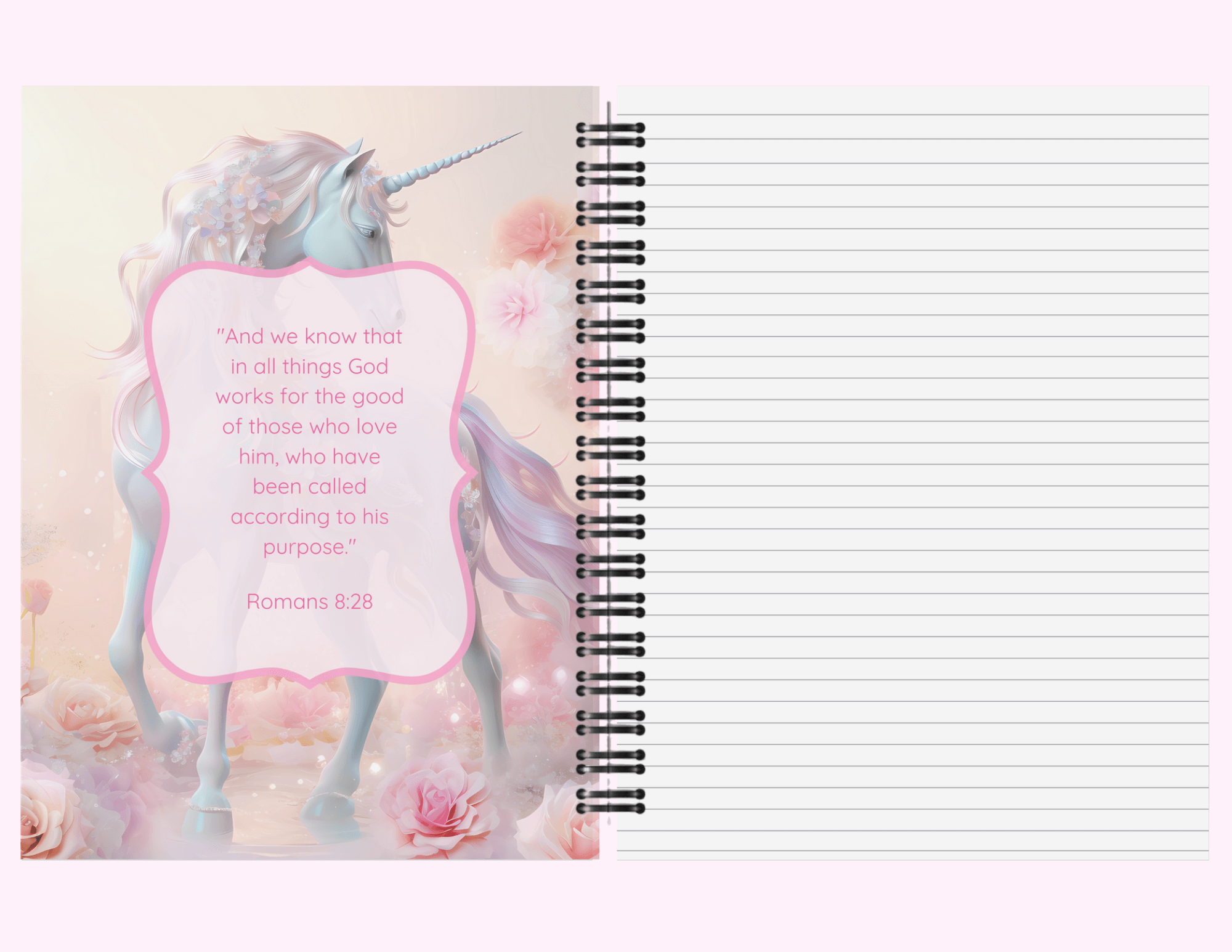 Sparkle Unicorn - Large Notebook With Bible Text (8.5"x 11") featuring unique artwork, perfect for personal style and expression.