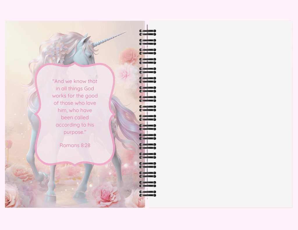 Sparkle Unicorn - Large Sketchbook With Bible Text (8.5"x 11") featuring unique artwork, perfect for personal style and expression.