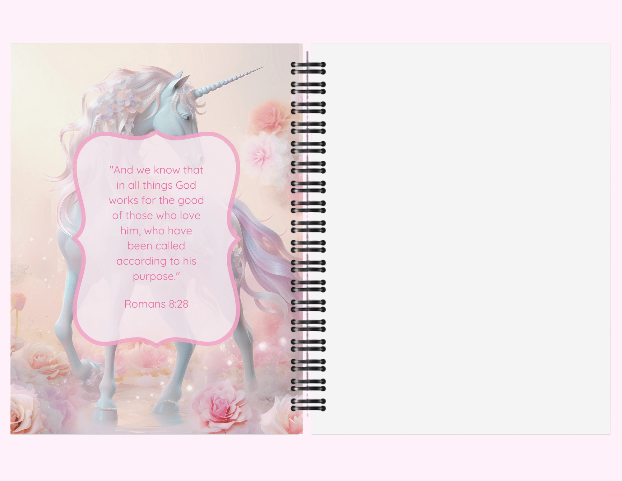 Sparkle Unicorn - Large Sketchbook With Bible Text (8.5"x 11") featuring unique artwork, perfect for personal style and expression.