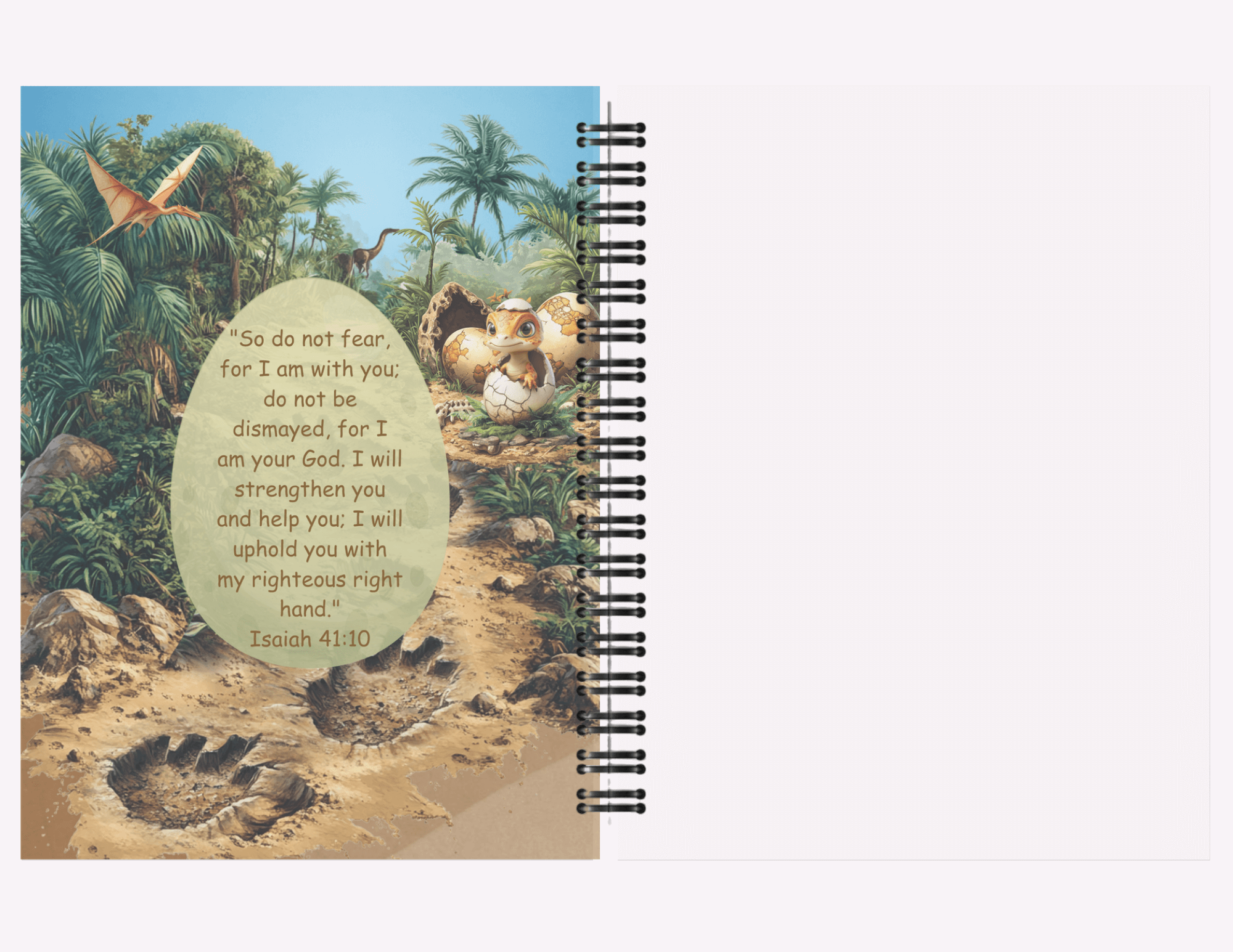 Cute 3D Dinosaur - Large Sketchbook With Bible Text (8.5"x 11") featuring unique artwork, perfect for personal style and expression.