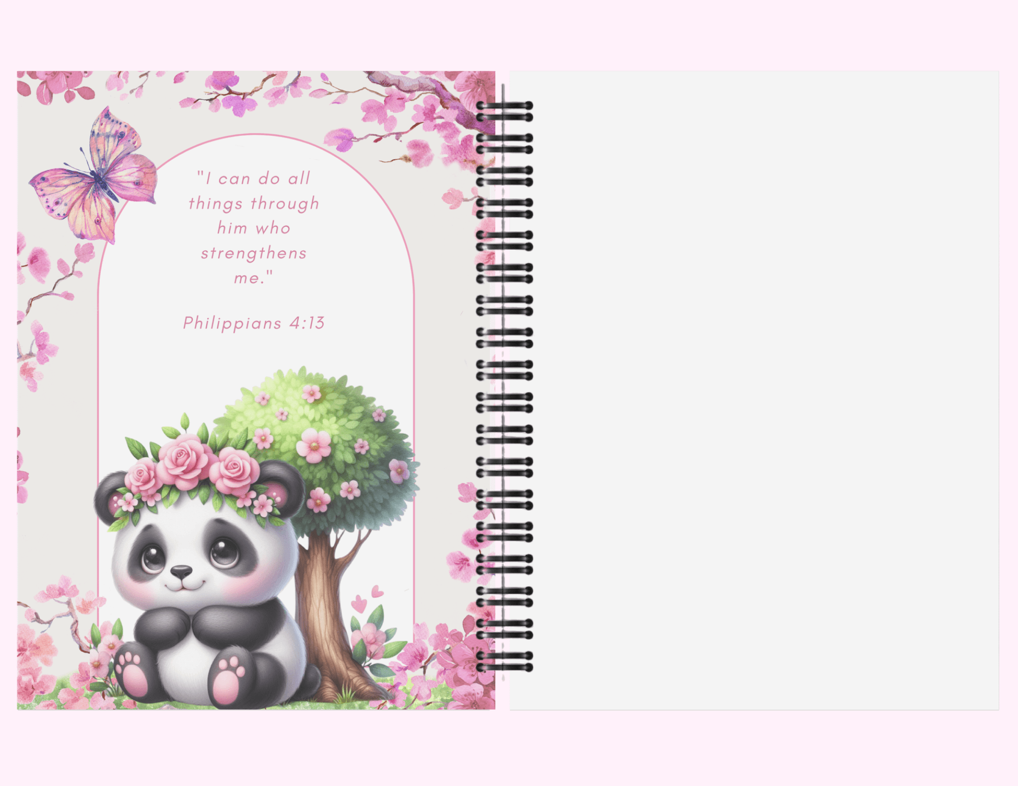 Pink Koala - Large Sketchbook With Bible Text (8.5"x 11") featuring unique artwork, perfect for personal style and expression.