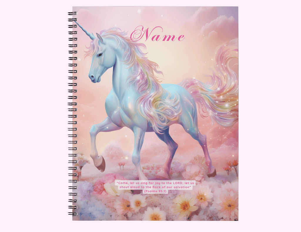 Sparkle Unicorn - Large Sketchbook With Bible Text (8.5"x 11") featuring unique artwork, perfect for personal style and expression.