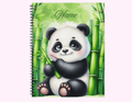 Panda In A Bamboo Forest - Large Sketchbook With Bible Text (8.5"x 11") featuring unique artwork, perfect for personal style and expression.