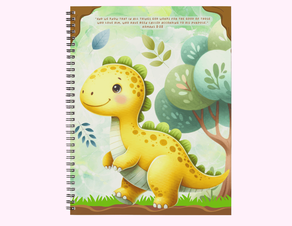 Dino - Large Sketchbook With Bible Text (8.5"x 11") featuring unique artwork, perfect for personal style and expression.